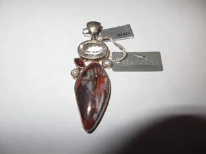 Starborn Creations Granate Ágata Cuarzo Perla Colgante Plata de Ley $228 Etiqueta! - Imagen 1 de 10