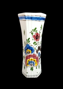 Delft Pottery Holland Hand Painted 10" Column Vase - Crazing; See All Photos - Picture 1 of 11