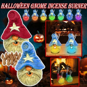 Halloween LED Gnome Dwarf Incense Burner Desktop Ornament Craft Home Decor Resin