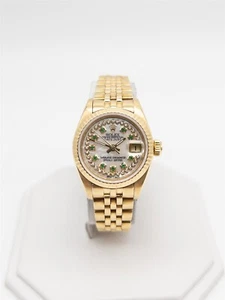 $25,000 ROLEX DATEJUST REF 69178 QS Emerald Diamond 18k Yellow Gold Ladies Watch - Picture 1 of 6