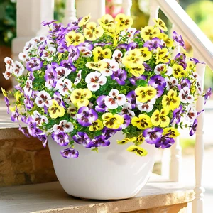8 Bundles Look Real Artificial Flowers for Outdoors, Realistic Fake Outdoor New - Picture 1 of 12