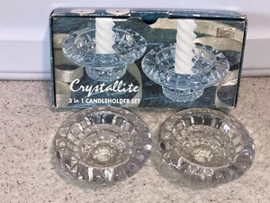 Juego de candelabros votivos 3 en 1 Crystallite 1995 vintage centro de mesa con caja - Imagen 1 de 9