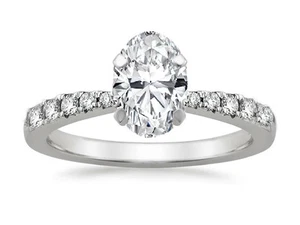 Freccia Oval Diamond Engagement Ring with Tapered Band - Picture 1 of 1