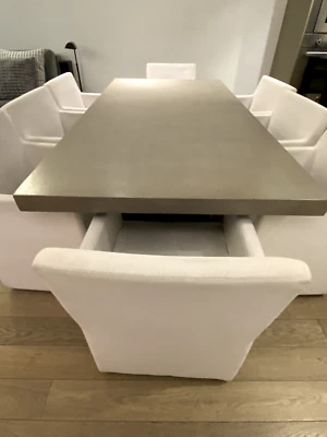 MESA DE COMEDOR RECTANGULAR 84" HERRAJES RESTAURACIÓN VIGA FRANCESA HORMIGÓN Y TECA Foto 1 de 4