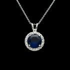 2Ct Round Lab Created Sapphire Diamond Women's Pendant In 14K White Gold Plated