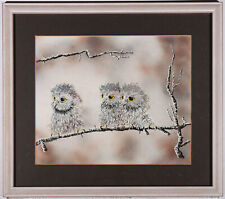 Martin Woolner - 1989 Watercolour, Three Owlets
