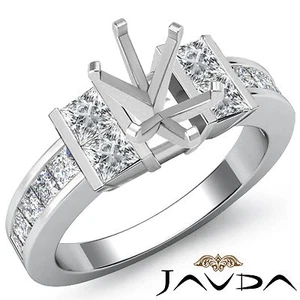 Oval Cut Semi Mount Princess Side Diamond Engagement women's Ring Platinum 1Ctw - Picture 1 of 3