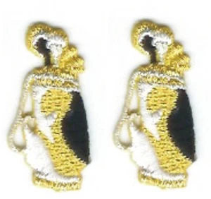 Lot 2 Metallic Gold White Black Golf Bag Clubs Embroidered Patch - Picture 1 of 1