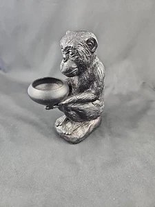 Metall Affe hält Schale Vintage Figur 6,5" hoch Kerzenhalter - Bild 1 von 8