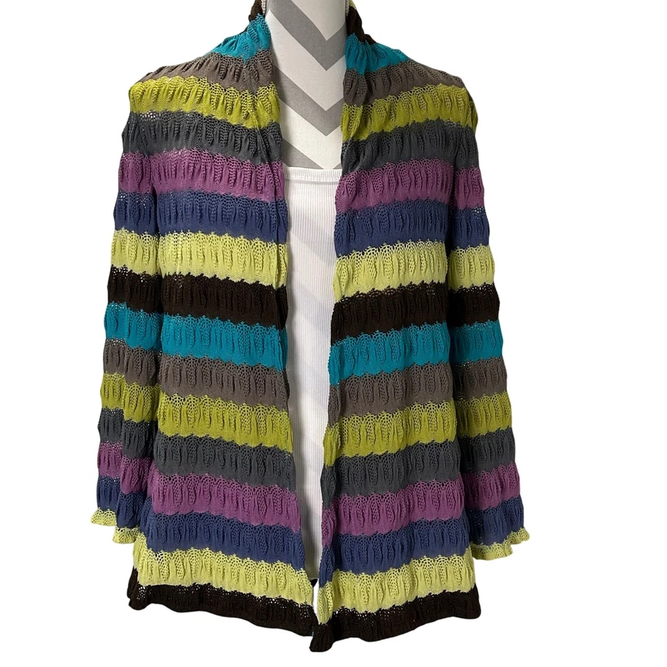 Cárdigan Suéter Colección Peck & Peck Rayas Frente Abierto Mujer Talla 6 Foto 1 de 4