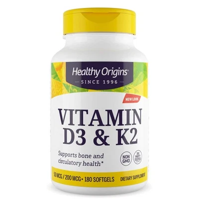 Healthy Origins Vitamina D3 K2 180 unidades soporte óseo sin gluten sin OGM Foto 1 de 4