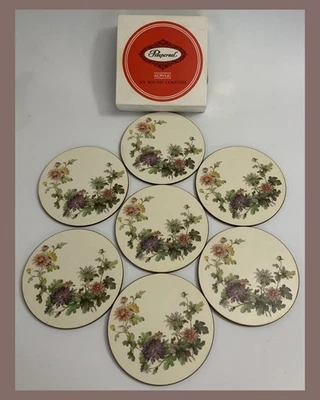Pimpernel Cork Back Coasters CHRYSANTHEMUM FLOWERS - 4⅛” ROUND - Set Of 7 - Image 1 of 3