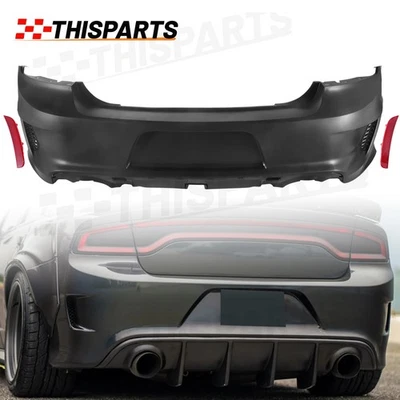 Rear Bumper Cover Fascia w/Side Vents for 2015-2024 Dodge Charger R/T SRT Primed Foto 1 de 4