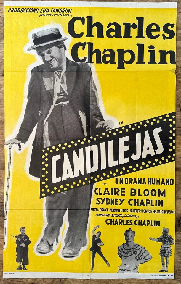 Charlie Chaplin LIMELIGHT Full Size ARGENTINA Cinema Poster Printed Buenos Aires - Bild 1 von 4