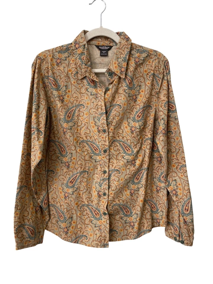Camisa de Pana Woolrich Paisley Vintage Años 90 Talla Mediana Botón Sin Stock NUEVA Foto 1 de 4