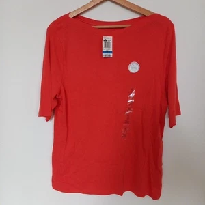 Charter Club Luxury XL UK 16-18 Pure Pima Cotton Elbow Sleeve Boat Neck T Shirt - Picture 1 of 7
