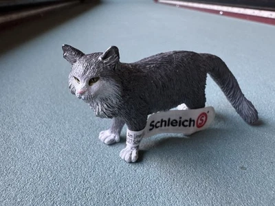 Figura gato Schleich 13893 gris Maine Coon 2018 granja gatito mascota juguete con etiqueta Foto 1 de 4