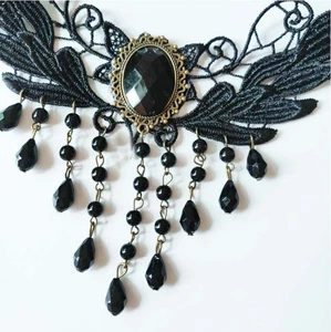 Intricate Black Lace Necklace Lightweight Chain for Casual and Formal Wear - Picture 1 of 19