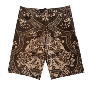 Bark cloth Shorts Men's 34” W 100% Cotton Brown Tiki bermuda Hawaiian Vintage - Picture 1 of 21