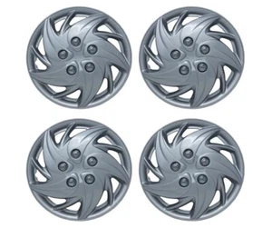 Universal Hub Cap Wheel Cover ABS Wheel Skins 955 Set-14inch Silver- Set of 4 - Picture 1 of 2