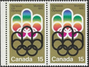 🍁Canada  #624 Pair    "COJO OLYMPIC SYMBOLS"  Brand New 1973 Original Gum  (C) - Picture 1 of 2