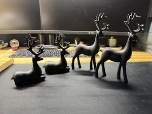 4 Pack Resin Christmas Reindeer Figurines Deer Statues Elk Sculpture Deer - Picture 1 of 1