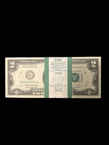 100 ($2) TWO DOLLAR BILLS UNCIRCULATED SEQUENTIAL - 2017A CONSECUTIVE ORDER - Picture 1 of 3