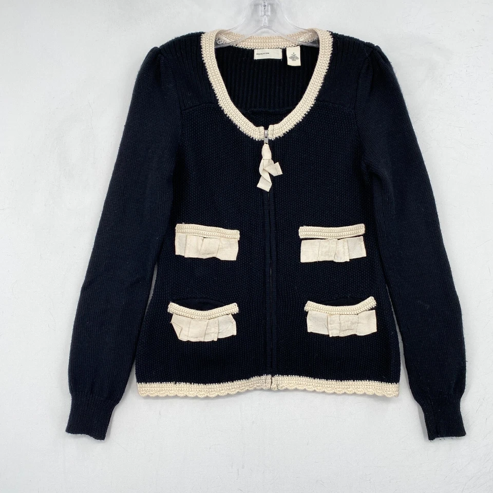 Cárdigan suéter Anthropologie Sleeping On Snow lana cremallera completa para mujer azul medio Foto 1 de 4