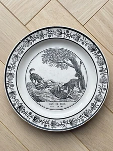 Assiette parlante Choisy Rien de trop Série Fable de la Fontaine XIXe - Imagen 1 de 3