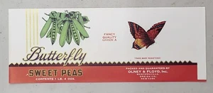 ADVERTISING Label Westernville New York Onley Floyd Butterfly Peas - Picture 1 of 1