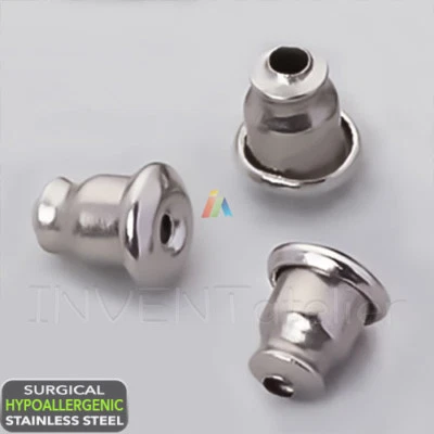 Surgical Steel Earring Backs Silicone Core Stopper for 0.7mm Posts