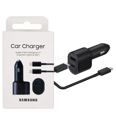 Für Samsung 45W Schnellladegerät Autoladegerät Dual Port USB Adapter Typ-C Kabel - Bild 1 von 4