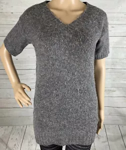 J. Crew Wolle Mohairmischung Pullover XS grau marmoriert kurzärmelig warm lässig gestrickt - Bild 1 von 12