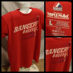 Camiseta roja de béisbol grande Majestic Triple Peak Texas Rangers MLB para hombre - Imagen 1 de 9