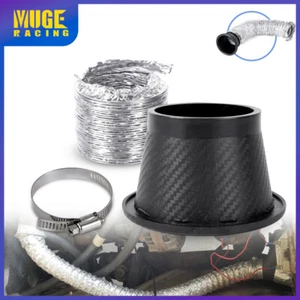 Universal Car Front Bumper Turbo Air Intake Pipe Air Funnel Inlet Hose Kit Round - Picture 1 of 10