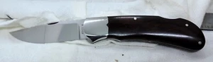 Custom Ray Cover 4 5/8" Lock back File worked Knife Blade w/ WOOD Slabs - Picture 1 of 11