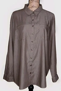 NWOT Westport - Olive Cotton Blend Embroidered Roll Tab Slv Tunic Womens Size 2X - Picture 1 of 3