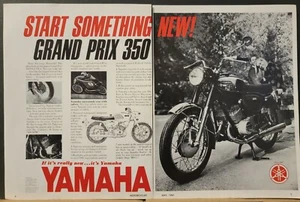 1967 Yamaha 2 page Original Motorcycle Print Ad Grand Prix 350 Twin YR 1 - Picture 1 of 1