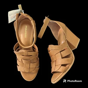 Maurices Damengröße 6,5 Brandy Blockabsatz Kunstleder Sandalen braun - Bild 1 von 7