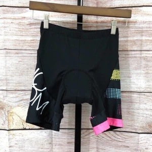 NWT BEROY BLACK and Pink Spandex Padded Cycling Shorts Size M - Picture 1 of 8