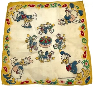 Walt Disney Productions Handkerchief Donald Daisy Duck Huey Dewey Louie MCM - Picture 1 of 6