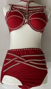 Rojo y Plata Bling Baile Disfraz Adolescente o Mujer 2 Piezas 34B - Imagen 1 de 9