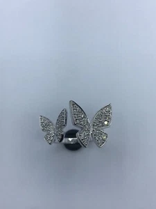 2Ct Round Lab Created Diamond Women Butterfly Ring 14K White Gold Plated Silver - Picture 1 of 3