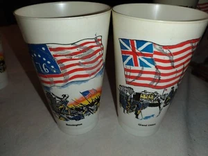 2 Vintage 1975 Plastic AMOCO Patriotic National Flag Foundation Cups Slurpee  - Picture 1 of 7