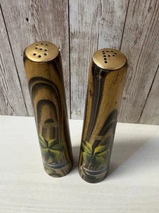 Mid Century Hawaii Souvenir Wood Salt & Pepper Shakers 6.5" FREE SHIPPING - Picture 1 of 16