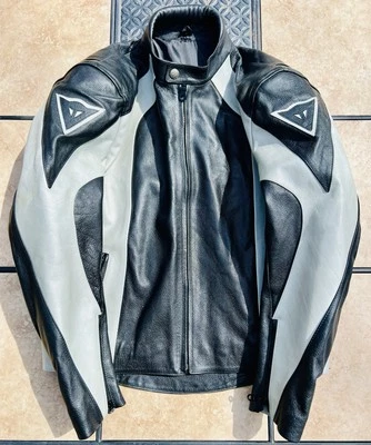 Dainese Men’s Leather Motorcycle Jacket/Black & Gray/Vented/Armored/Size Large - Image 1 of 4