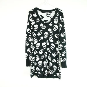 Sourpuss Pullover Kleid Damen Gr. XL Totenkopf Goth Punk Rockabilly Langarm V-Ausschnitt - Bild 1 von 8