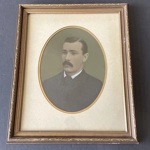Bellissimo uomo con baffi piatto completo tinta unita antico c1890s Montreal Canada - Foto 1 di 10