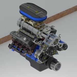 1/25 Scale 3D Resin 289-302 Ford Supercharged Engine with Transmission - Picture 1 of 3