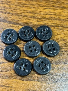 Botones 8 Negro 4 Agujeros con Anclaje Redondo Plástico Vintage 5/8" - Imagen 1 de 3